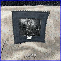 Vintage Fendi Jeans Roma Italy Men's 4XL All Over Print Logo Jacket