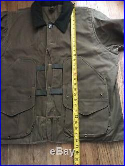 Vintage Filson Tin Cloth Wax Jacket Mens Size L Olive Green
