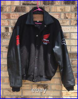 Vintage Fox Honda Lettermans Jacket 1990's Red Riders Size Mens Xl Motocross