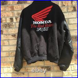 Vintage Fox Honda Lettermans Jacket 1990's Red Riders Size Mens Xl Motocross
