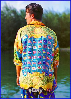 Vintage GIANNI VERSACE Iconic silk shirt MIAMI & FLAGS print size 50 very rare