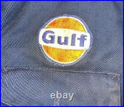 Vintage GULF OIL Mechanic Work Embroidered Patch Jacket Size Small USA Talon