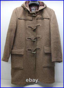 Vintage Gloverall Original English Duffle Coat Brown Wool Hooded Men's Size 40