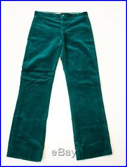 Vintage Granny Takes a Trip Pants Original Velvet Trousers 1970s Green 30x30