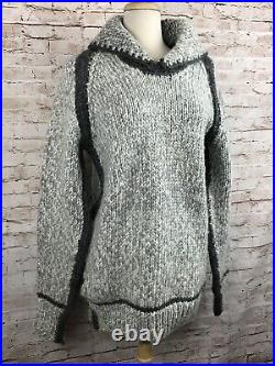 Vintage Hand Woven Canadian Cowichan Pullover Chunky Sweater Eagle CANADA Grey