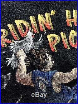 Vintage Harley Davidson 80's t shirt 1989 3D Emblem Ridin'hogs& Pickin Up Chicks