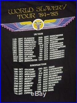 Vintage IRON MAIDEN 1984 World Slavery Tour T-shirt UK/Europe Dates Medium
