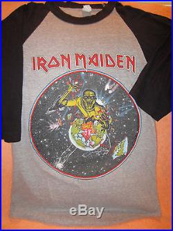 Vintage IRON MAIDEN Concert T-Shirt Tour Shirt 1983 Size Md World Piece Tour