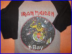 Vintage IRON MAIDEN Concert T-Shirt Tour Shirt 1983 Size Md World Piece Tour