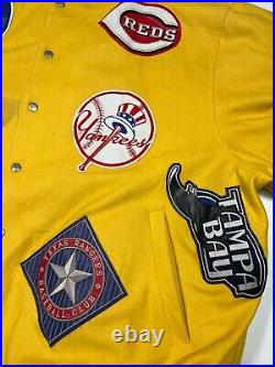 Vintage Jeff Hamilton MLB Team Logos Patch Reversible Wool Varsity Jacket Sz 5XL