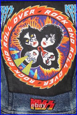 Vintage KISS Rock & Roll Lee Rider Denim Small Jacket 10 Patches 1980s (163)