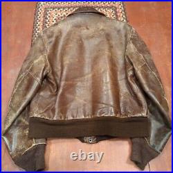 Vintage Kurland Leather Biker Motorcycle Bomber Jacket Distressed Brown