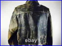 Vintage LA Roxx Leather Jacket The Ramones Brown Leather Bomber Motorcycle