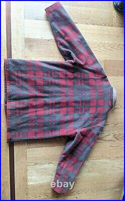 Vintage LL Bean Mens TALL Barn Coat Plaid Wool 80s Thick Warm Red SIZE XL