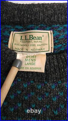 Vintage LL Bean Norwegian Birdseye Fishermans Sweater Mens L Made in Norway