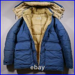 Vintage LL Bean Puffer Jacket Large Blue Parka Cursive Label 50s 60s