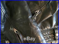 Vintage Langlitz Heavy duty leather motorcycle jacket size 44 No Reserve