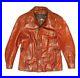Vintage Lanvin Paris Glossy Burnt Orange Leather Car Coat Jacket Size 40