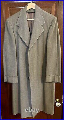 Vintage Late 40s Early 50s Cyril Johnson Covert Grey Wool Overcoat