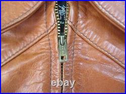 Vintage Leather Jacket Mens Size M L 60s 70s Hippie Goodfellas Orange Brown