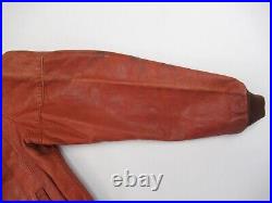 Vintage Leather Jacket Mens Size M L 60s 70s Hippie Goodfellas Orange Brown