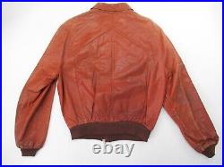 Vintage Leather Jacket Mens Size M L 60s 70s Hippie Goodfellas Orange Brown