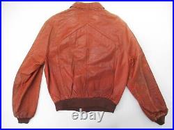 Vintage Leather Jacket Mens Size M L 60s 70s Hippie Goodfellas Orange Brown