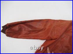 Vintage Leather Jacket Mens Size M L 60s 70s Hippie Goodfellas Orange Brown