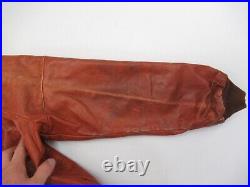 Vintage Leather Jacket Mens Size M L 60s 70s Hippie Goodfellas Orange Brown