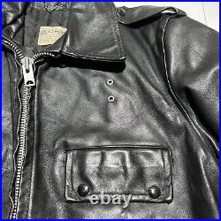 Vintage Leather Police Motorcycle Jacket Mens 42 Buco Style Genuine Cow Hide