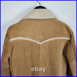 Vintage Leather Shop Sears Suede Ranch Jacket Coat Mens L Sherpa Lined Vtg