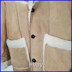 Vintage Leather Shop Sears Suede Ranch Jacket Coat Mens L Sherpa Lined Vtg