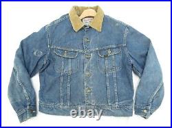 Vintage Lee 101J Denim Jacket 60s Mens M-L Wool Lining Western Storm Rider Blank