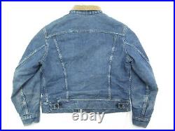 Vintage Lee 101J Denim Jacket 60s Mens M-L Wool Lining Western Storm Rider Blank