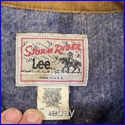 Vintage Lee Storm Rider Blanket Lined Denim Jacket Mens 48R Corduroy Collar