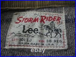 Vintage Lee Storm Rider Denim Jacket Blanket Lined Size 38 Regular Distressed