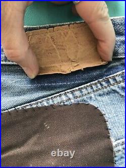 Vintage Levis 501 Redline Denim Distressed Jeans 30x32 USA 70s 60s Big E Patches