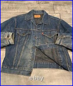 Vintage Levis Blanket Lined Denim Jean Barn Trucker Jacket Coat Men's Size Small