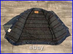 Vintage Levis Blanket Lined Denim Jean Barn Trucker Jacket Coat Men's Size Small
