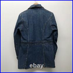 Vintage Levis Long Denim Jacket / Orange Tab Work Hippie Chore Coat 70s, C-76
