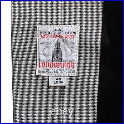 Vintage London Fog Houndstooth Overcoat Maincoat Classic Raincoat Mens 46L USA