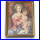 Vintage Madonna and Child Needlepoint Framed Religious Art