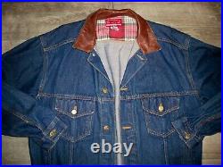 Vintage Marlboro Country Store Denim Jacket Leather Collar Men's Size Medium