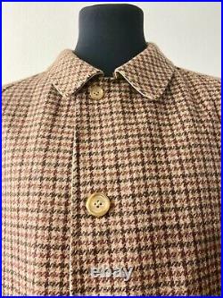 Vintage Men's 80s Reversible Coat Houndstooth Wool & Cotton Blend Trench