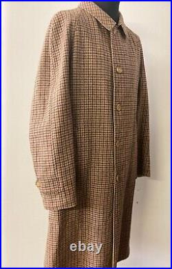 Vintage Men's 80s Reversible Coat Houndstooth Wool & Cotton Blend Trench