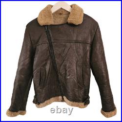 Vintage Men's Aviator B3 Flight Brown Leather Sheepskin Shearling Bomber Jacket