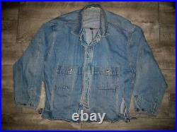Vintage Men's Lakeland Denim Jean Trucker Chore Work Buckle Jacket Size XL 46