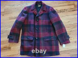 Vintage Men's Pendleton Heavy Wool Coat Plaid Overcoat Jacket