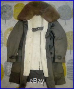 Vintage Mens 1940's SWEDISH SHEEPSKIN WW2 MATS LARSSON M1909 Army Parka Coat