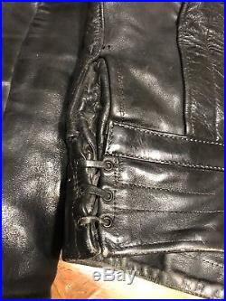 Vintage Mens 1950s Horsehide Motorycle CHP Cop Jacket Cal Leathers Talon zips
